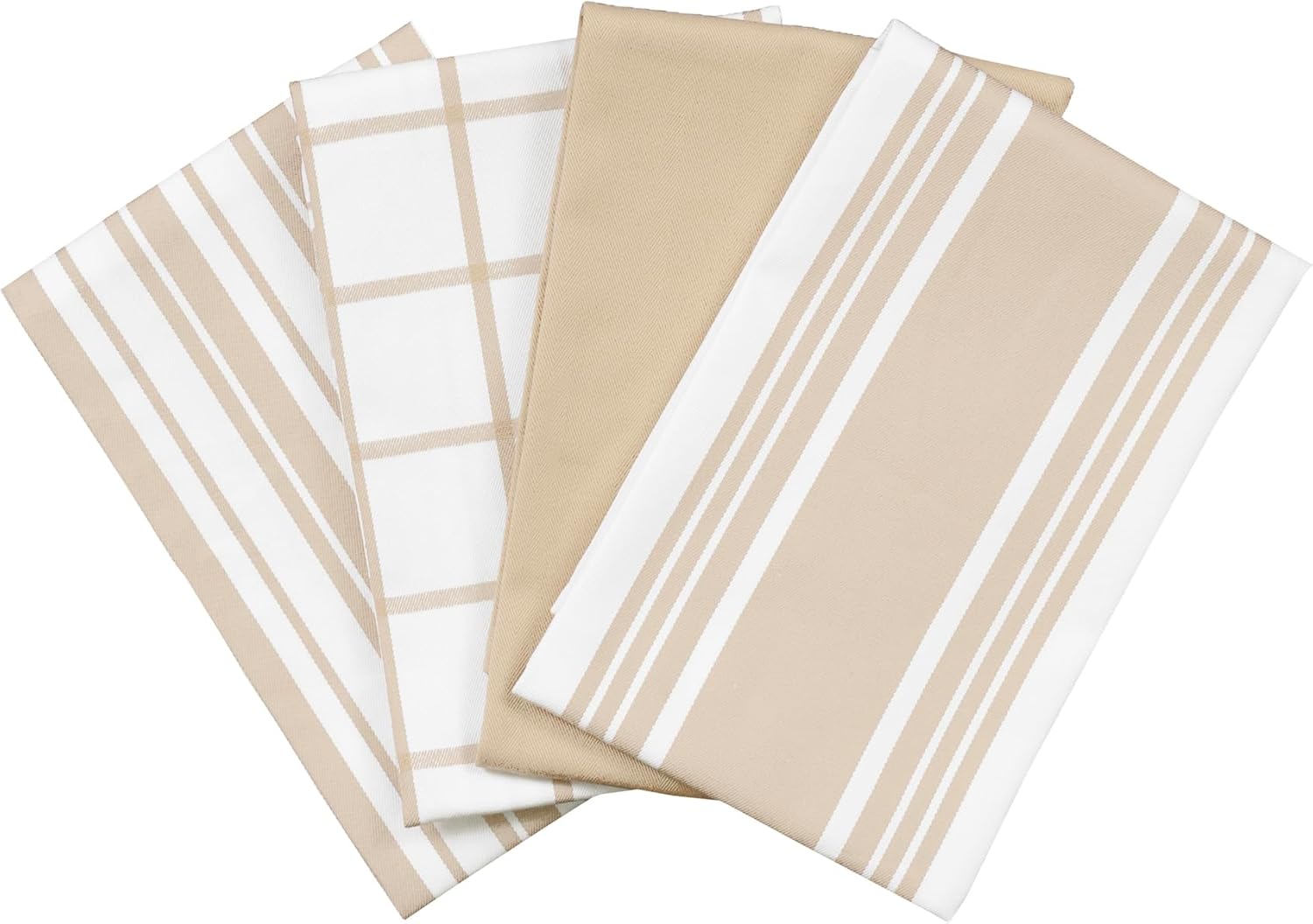 All-Clad Woven Bistro Kitchen Towels: Highly Absorbent, Super Soft Long Lasting - 100% Cotton, 20x30 Dish Towels for Cleaning & Drying Dishes, Pans, Glassware, or Countertops, (4-Pack), Cappuccino